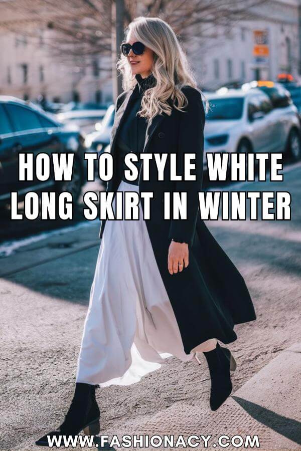 How to Style White Long Skirt in Winter