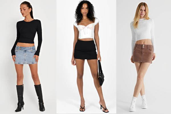 Low Waisted Mini Skirt Outfits