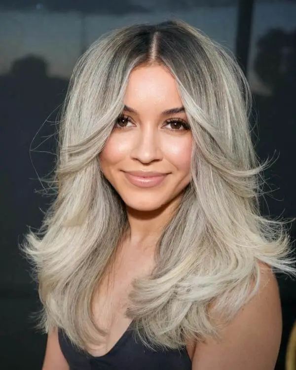 Platinum Ash Blonde Hair With Dark Roots