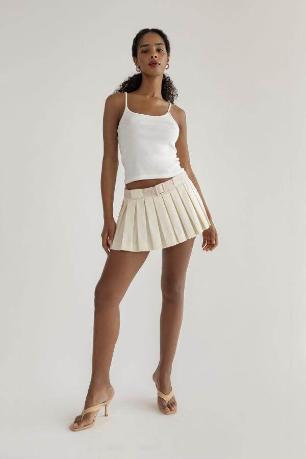 Pleated Low Waisted Mini Skirt