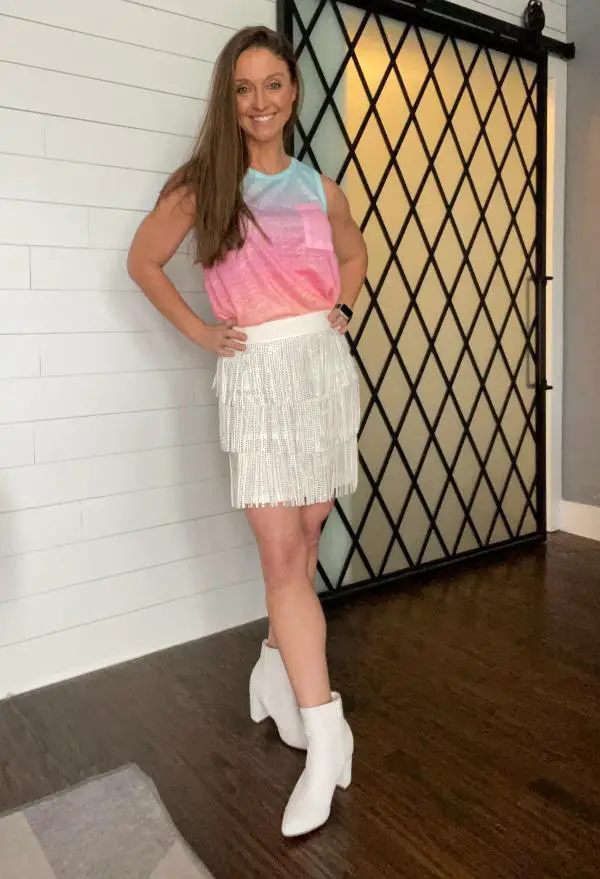 Rhinestone Fringe Mini Skirt