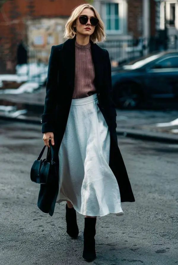 White Linen Skirt Outfit Winter