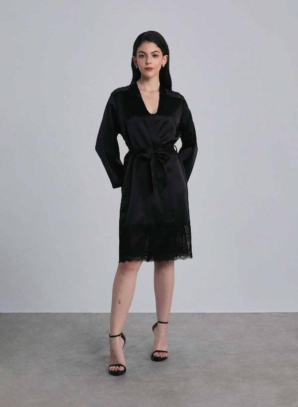 Black Silk Sleeping Robe