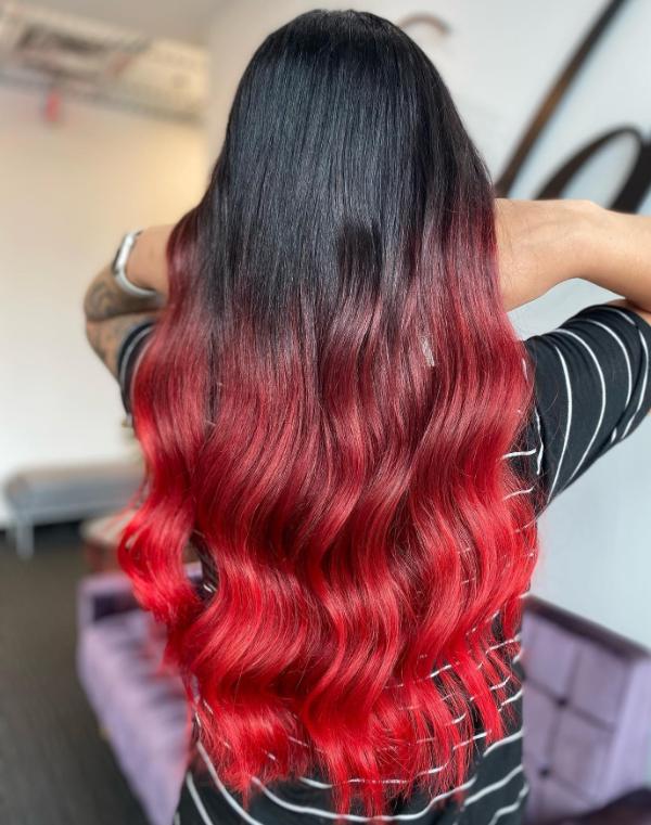 Black to Red Ombre Hair