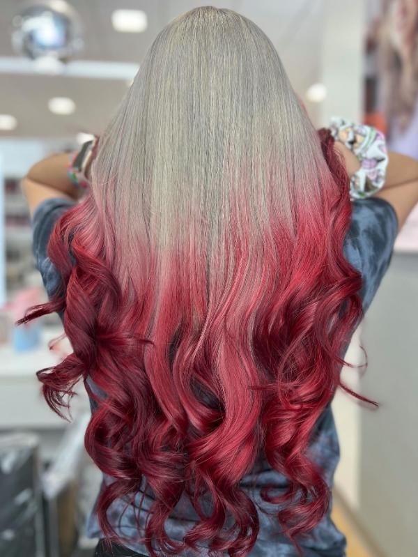 Gray and Red Ombre Hair
