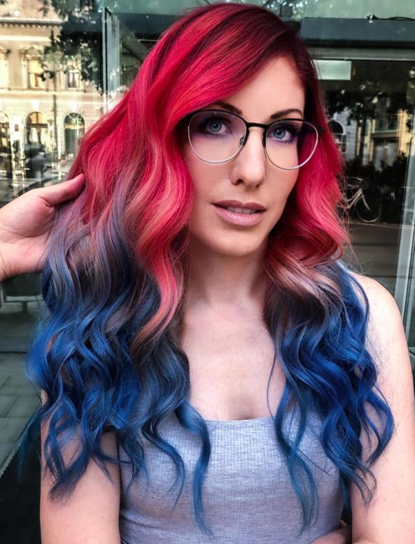 Red and Blue Ombre Hair