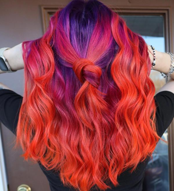 Violet and Red Ombre Hair