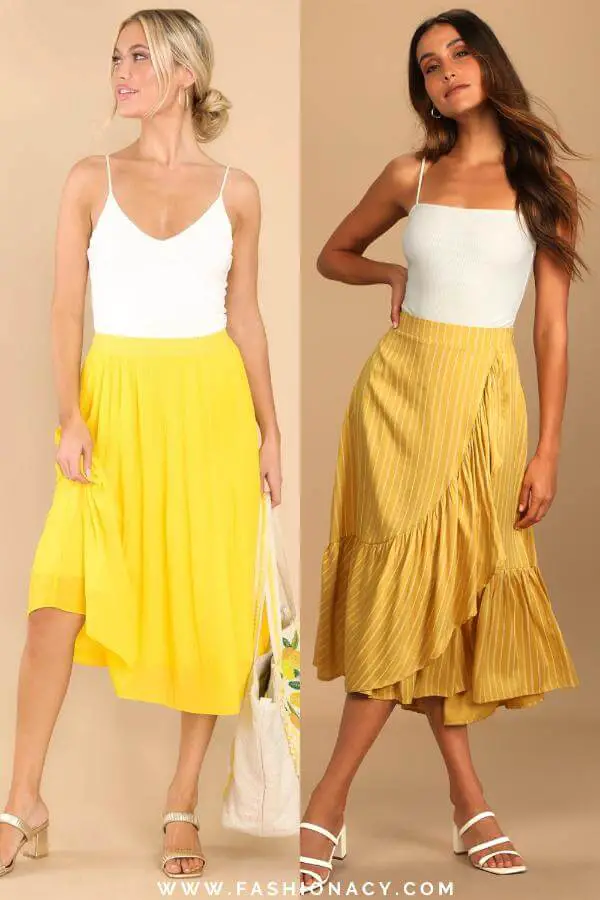 Yellow Midi Skirt Outfit Summer