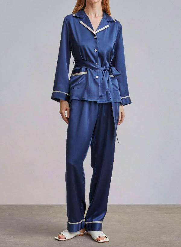 Blue Silk Pajamas Women