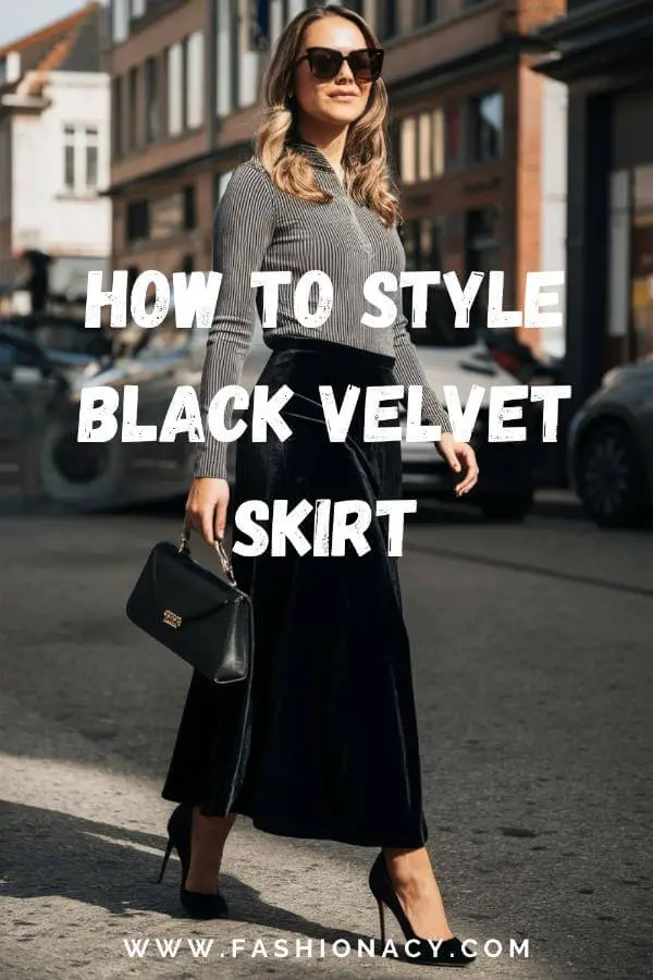 How to Style Black Velvet Skirt
