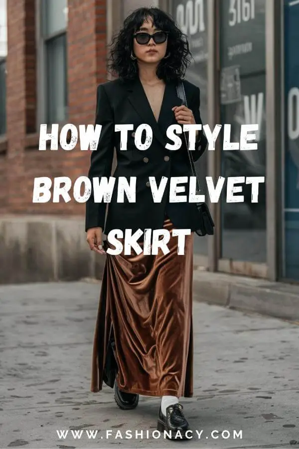 How to Style Brown Velvet Skirt