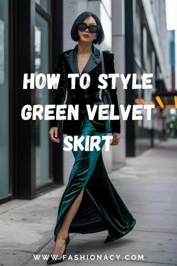 How to Style Green Velvet Skirt