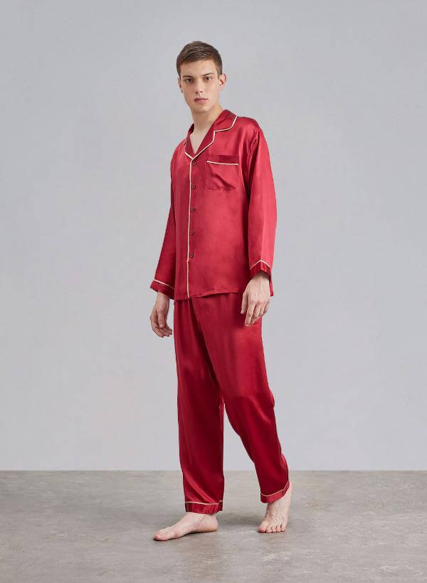 Red Men's Silk Pajamas