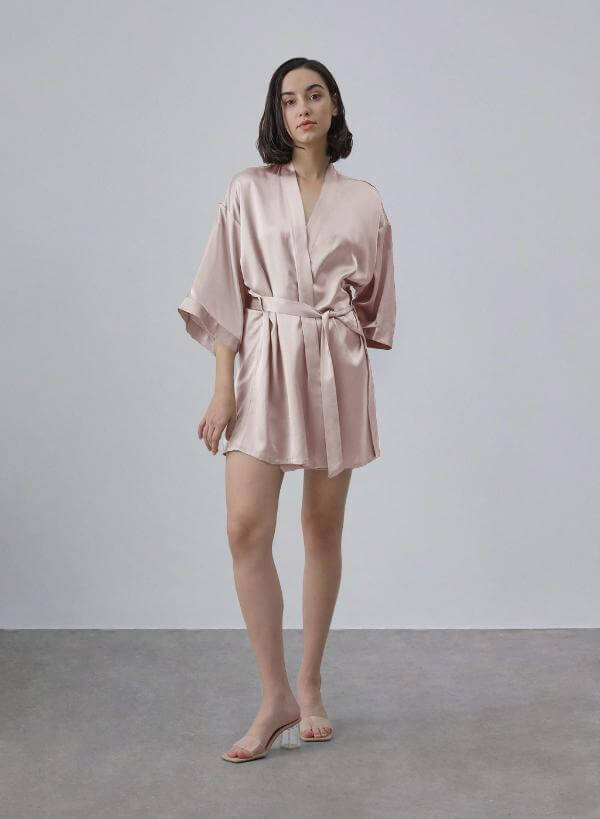 Short Silk Kimono Robe