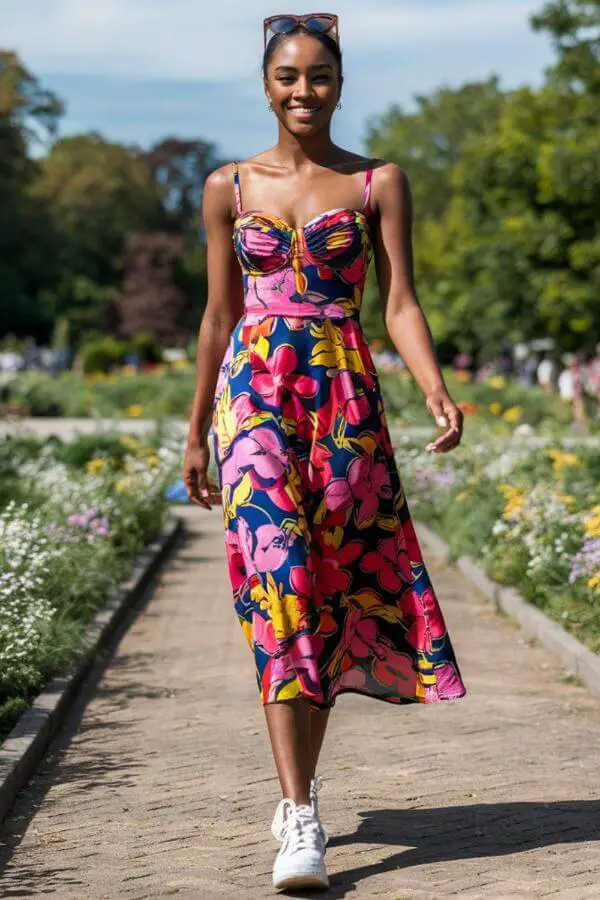 Summer Dress With Sneakers Black Women