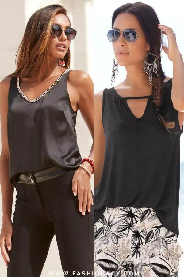 Black Sleeveless Top Casual
