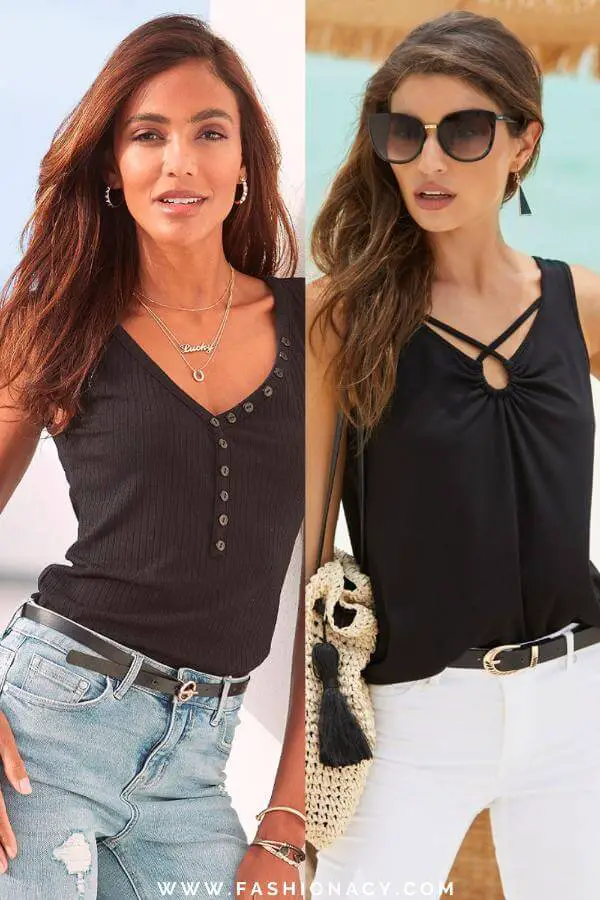 Black Sleeveless Top Outfit With Jeans