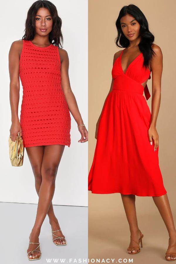 Red Summer Dress Black Women