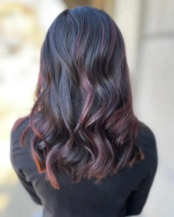 Blonde Ribbon Highlights on Black Hair