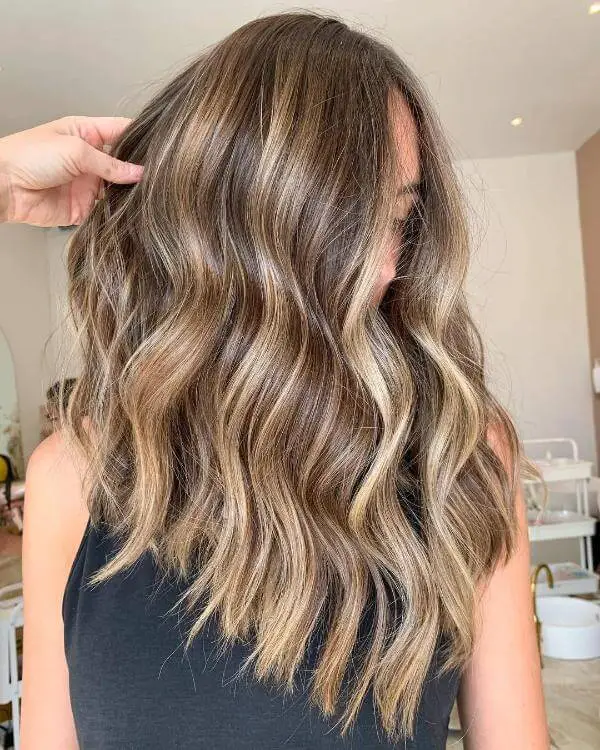 Blonde Ribbon Highlights on Dark Hair