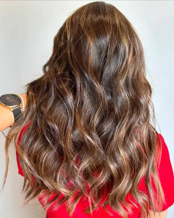 Ribbon Highlights Dark Brown Hair