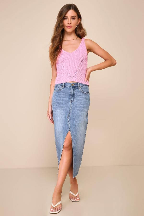 Sweater Tank Top With Skirt