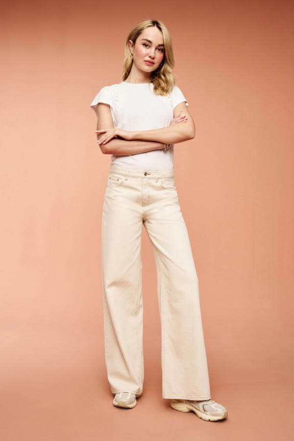 White Jeans and White Top Outfit