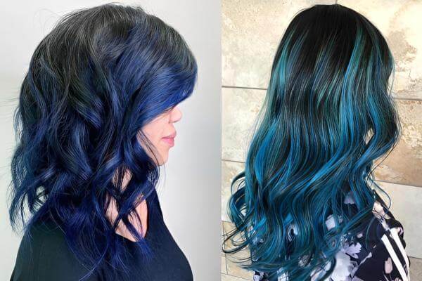 Blue and Black Hair