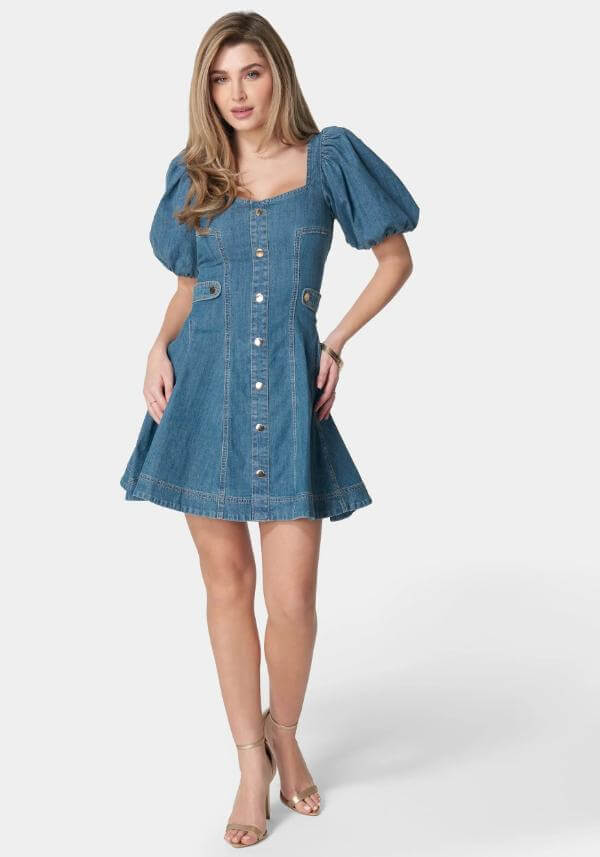 Cute Mini Denim Dress Outfit