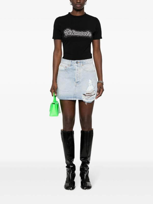 Distressed Denim Skirt Mini