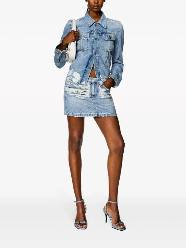 Distressed Denim Skirt Outfit Summer