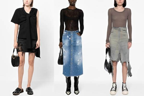 Distressed Denim Skirts
