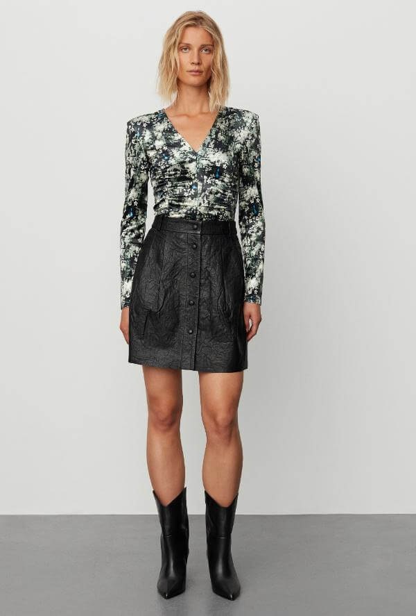 Leather Skirt With Cowboy Boots