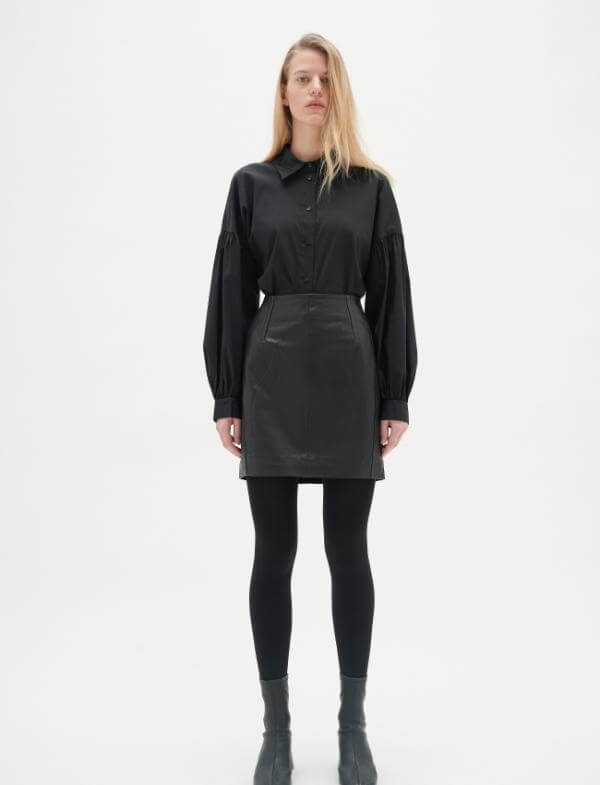 Leather Skirt With Tights