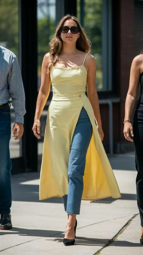 Dress Over Jeans Outfit
