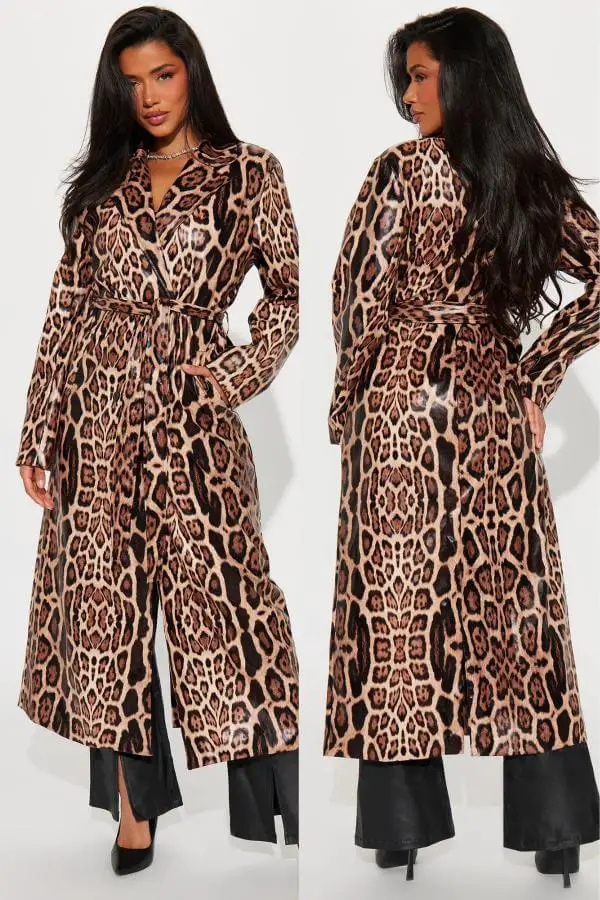 Animal Print Trench Coat Outfit
