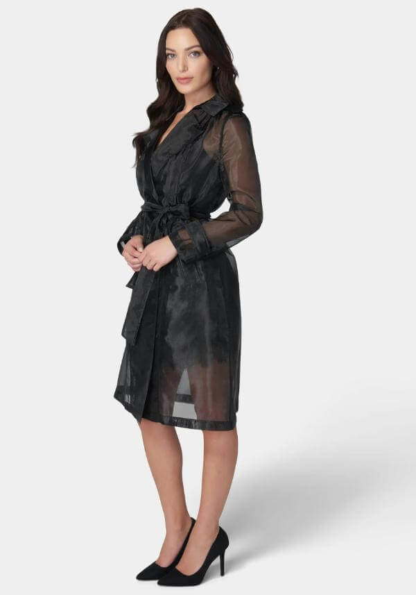 Black Organza Trench Coat