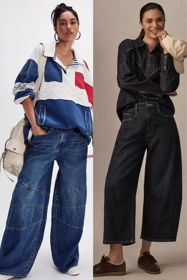 Barrel Leg Jeans Street Style