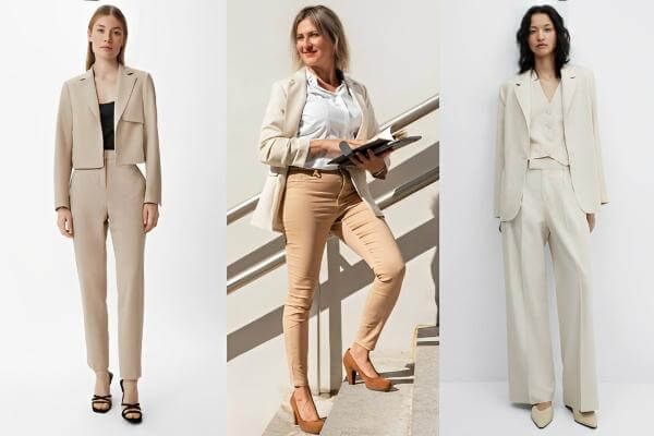 Beige Pants Outfits Work