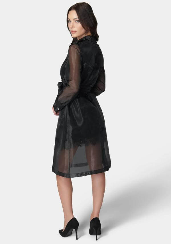 Black Sheer Trench Coat Outfit