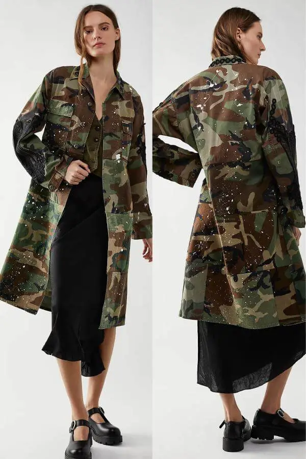 Camo Coat Outfit Street Style