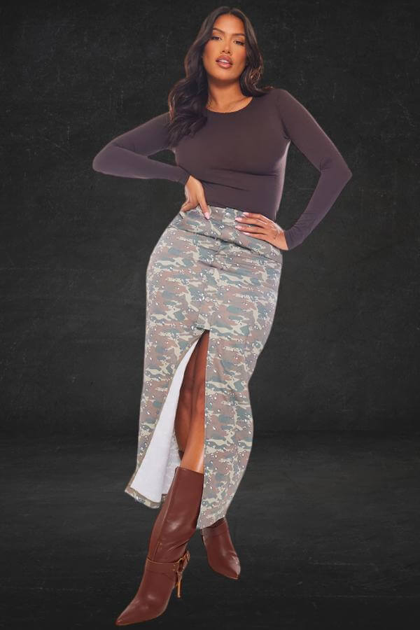 Camo Long Skirt Outfit