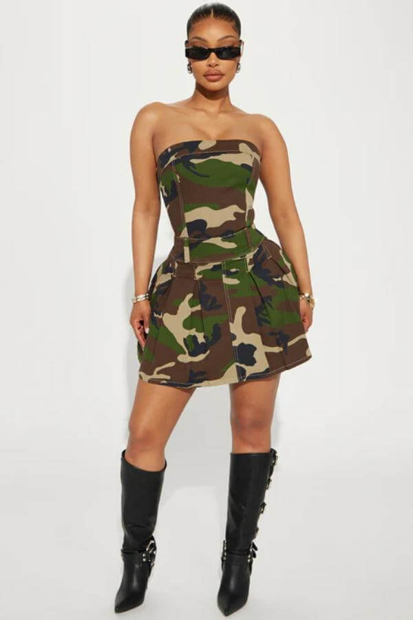 Casual Camouflage Dress