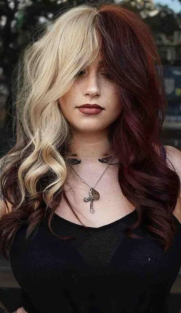 Color Block Hair Blonde and Brown