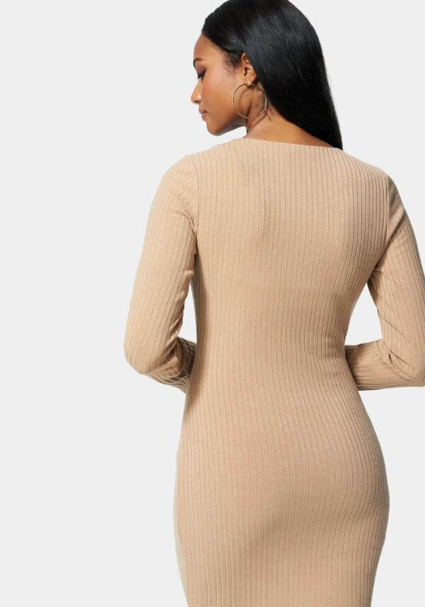 Long Sleeve Short Ribbed Dress