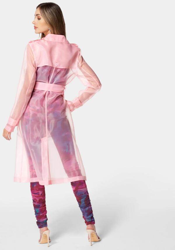 Pink Sheer Trench Coat