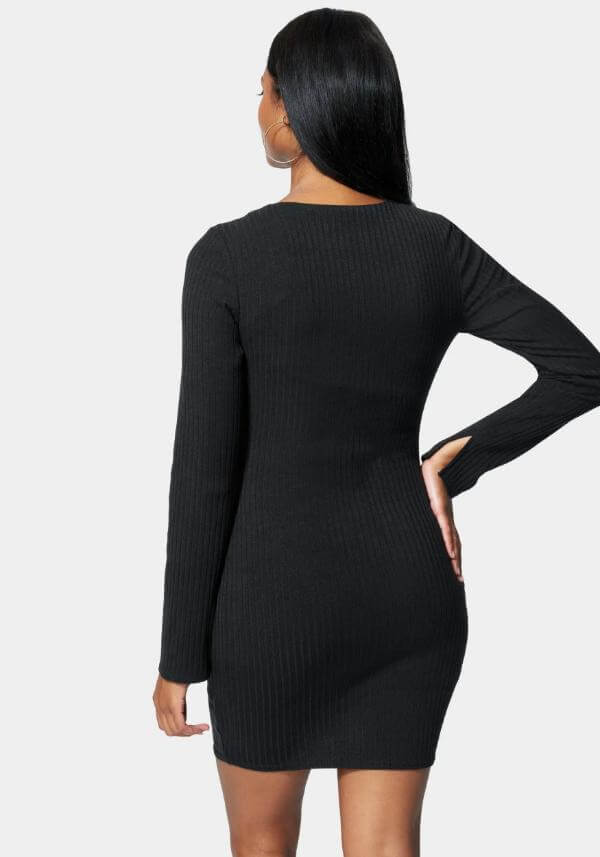 Short Ribbed Bodycon Dress