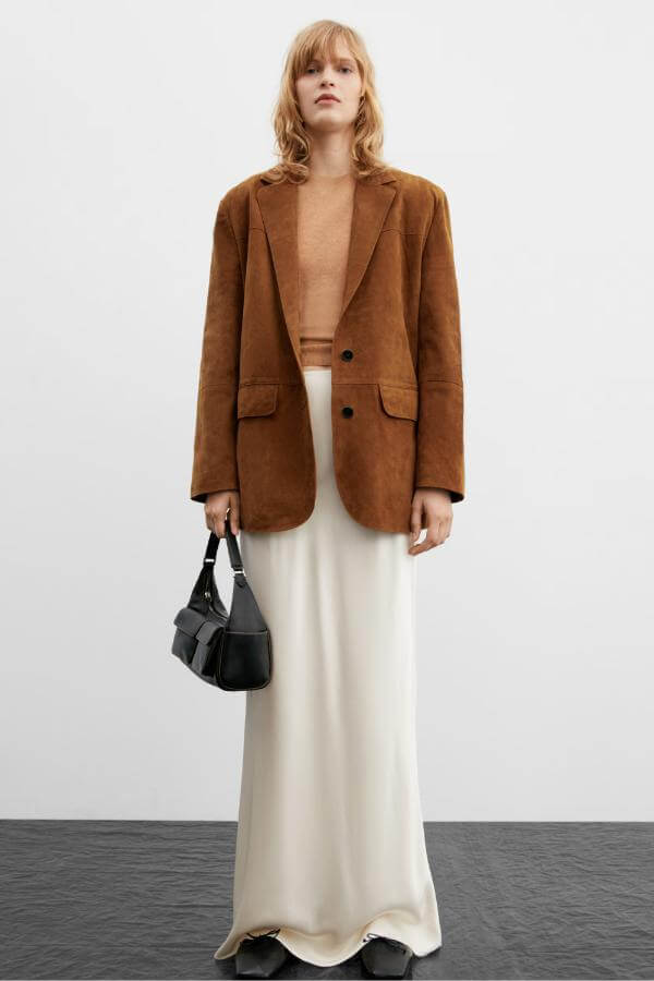 Suede Jacket With Skirt Outfit