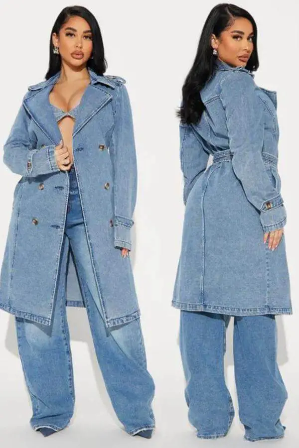 Denim Trench Coat Outfit 2024