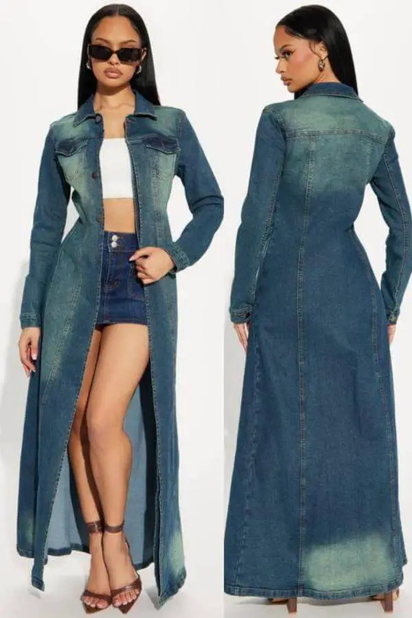Denim Trench Coat Street Style